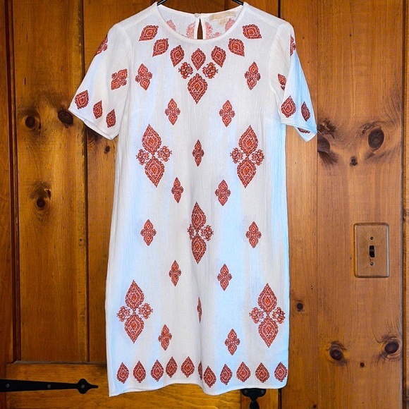 MICHAEL by Michael Kors: white/red bohemian dress: size 6 - Picture 3 of 7